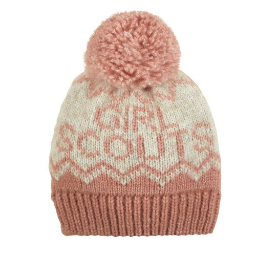 girl scout pom pom beanie pink