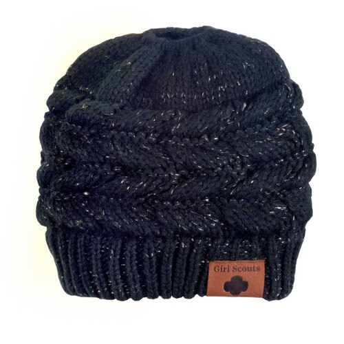 Ponytail Beanie Hat in Black