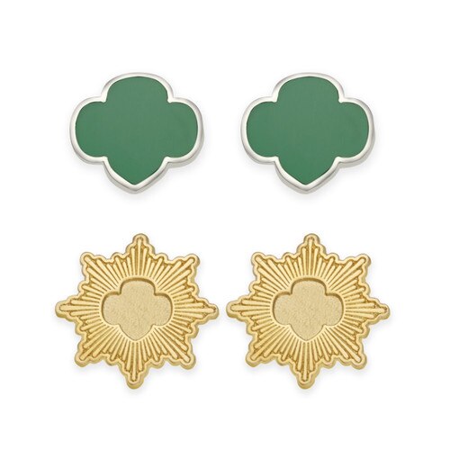 Gold Award And Trefoil Stud Earring
