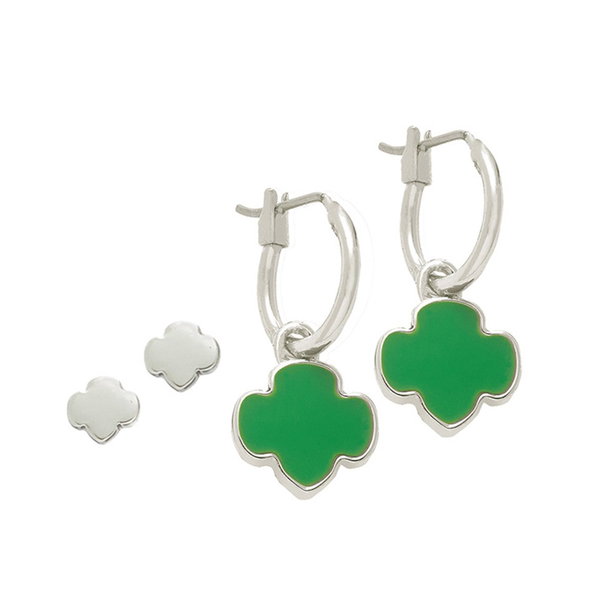 Girl Scout Charming Jewelry Collection Earrings Set — Silvertone Girl
