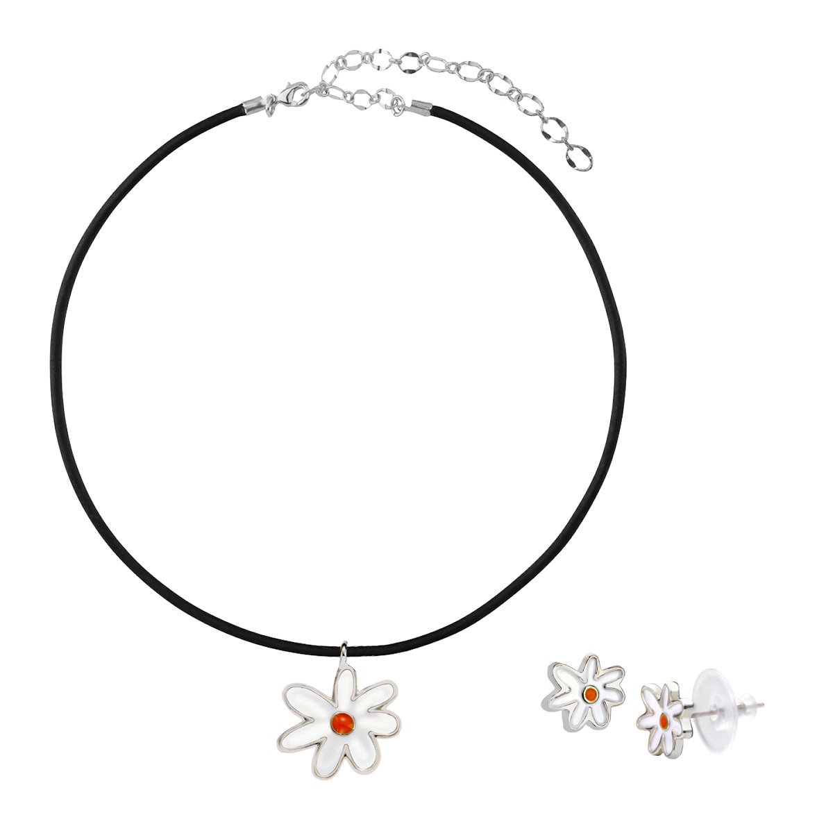 Daisy earrings and necklace set deals