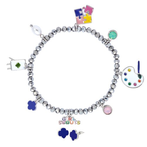 Charm It! Rainbow Heart Link Bracelet