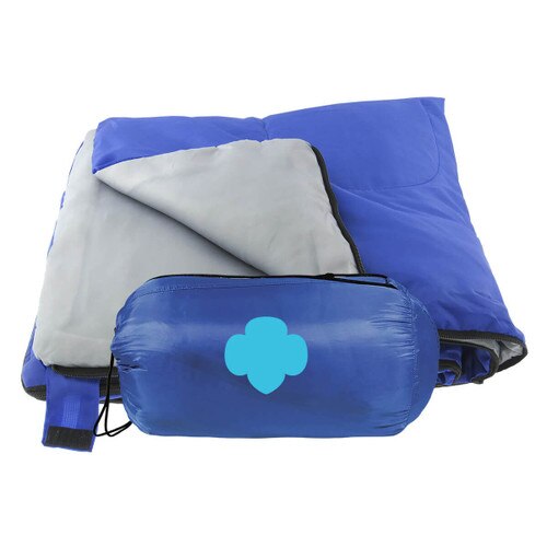 sleeping bag and trefoil stuff sack