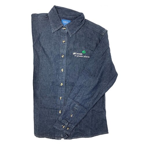 GSGATL Dark Denim Long-Sleeve Collared Button Up