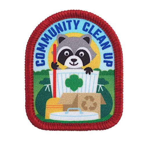 Community Clean Up Raccoon Sew-On Patch | Girl Scout Shop