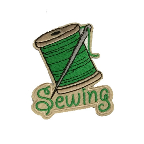 VINTAGE GIRL SCOUT BADGE - SILVER GREEN - DRESSMAKING - DRESSMAKER - SEWING