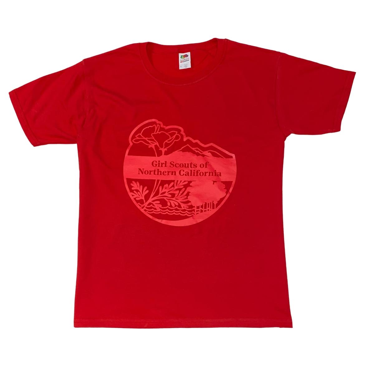 GSNorCal Patch Tee Youth Size Red Girl Scout Shop