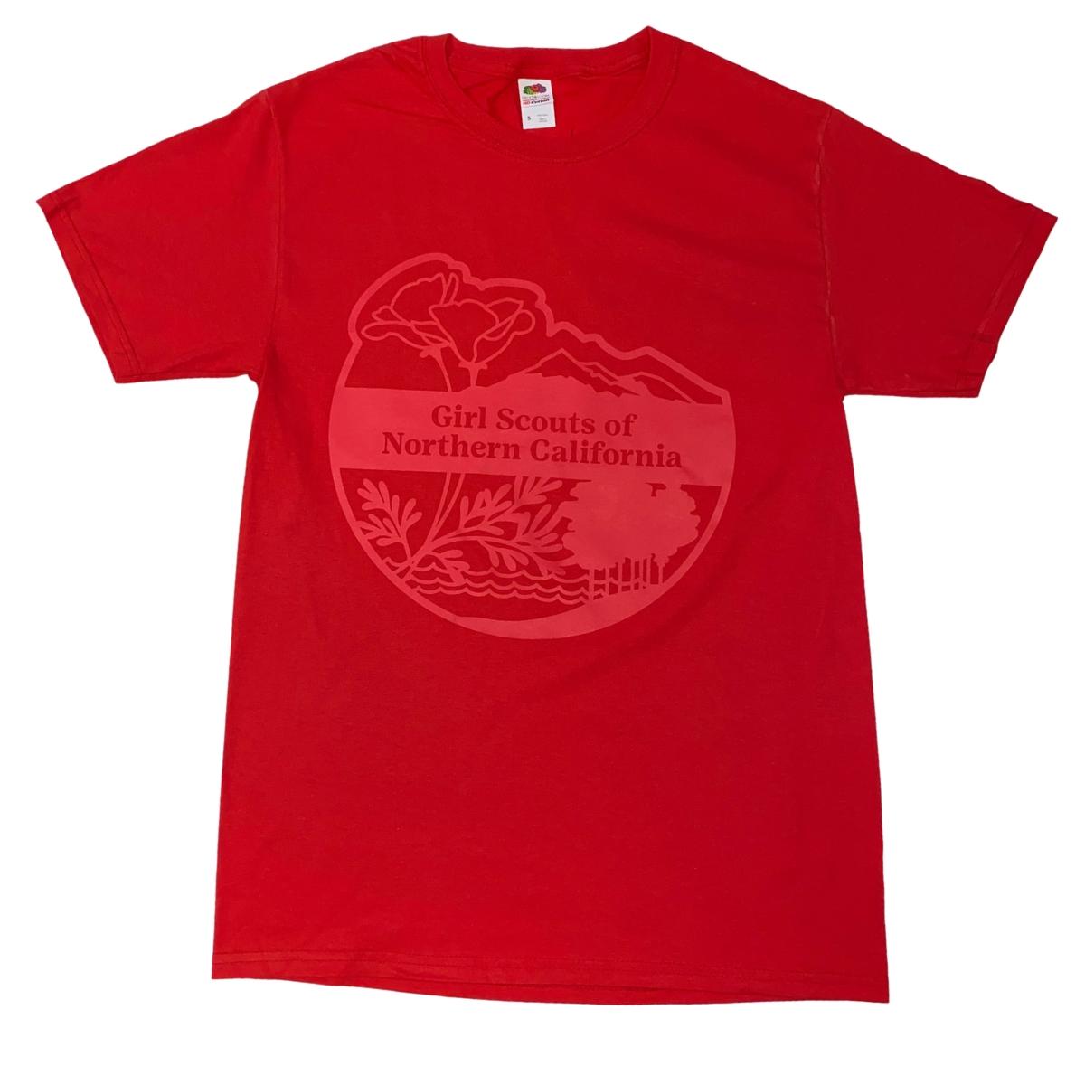 GSNorCal Patch Tee Adult Size Red Girl Scout Shop