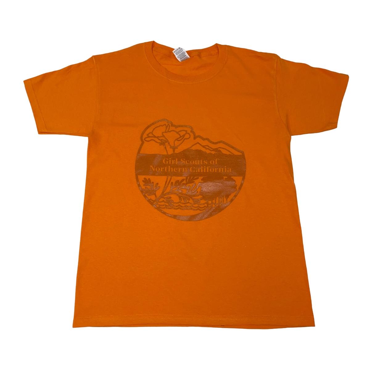GSNorCal Patch Tee Youth Size Orange Girl Scout Shop