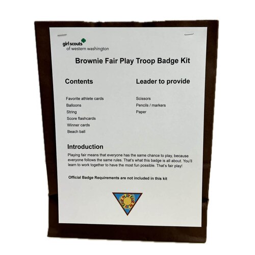 GSWW BROWNIE FAIR PLAY TROOP BADGE KIT Girl Scout Shop