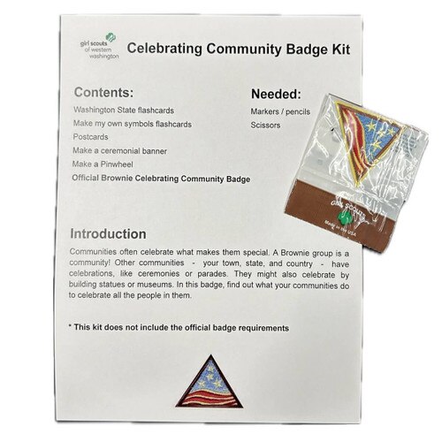 GSWW BROWNIE CELEBRATING COMMUNITY SINGLE BADGE KIT Girl Scout Shop