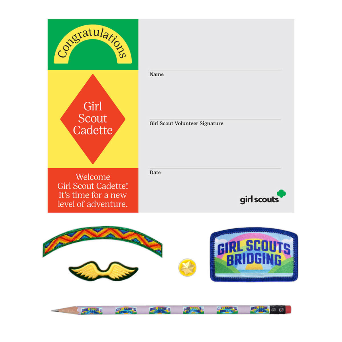 PLASTIC BACK GIRL SCOUT CADETTE BADGE FIRST AID 