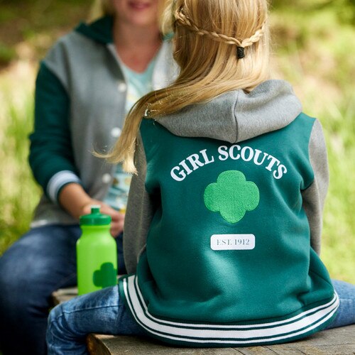 Adult Sweatshirt Varsity Jacket GREEN/WHITE